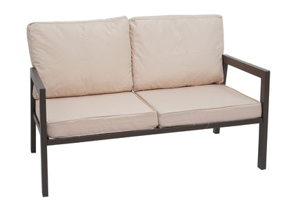Set MCW-L64, tuinset loungeset bank, metaal ~ bekleding crème-wit