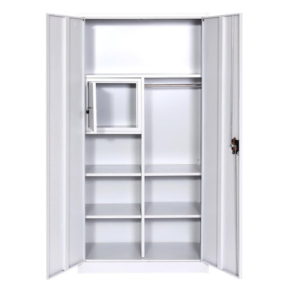 Archiefkast MCW-L60, stalen multifunctionele kast, locker kledingstang afsluitbaar, metaal 185x90x45cm, grijs