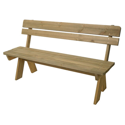 Tuinbank MCW-L66, houten parkbank, horecakwaliteit, massief hout 148cm ~ naturel