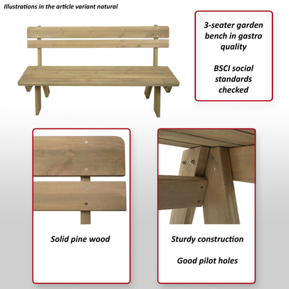 Tuinbank MCW-L66, houten parkbank, horecakwaliteit, massief hout 148cm ~ wit