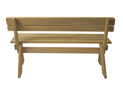 Tuinbank MCW-L66, houten parkbank, horecakwaliteit, massief hout 148cm ~ naturel