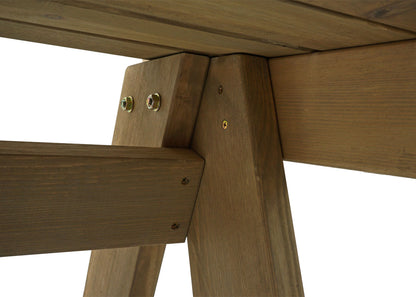 Tuinbank MCW-L66, houten parkbank, horecakwaliteit, massief hout 148cm ~ naturel
