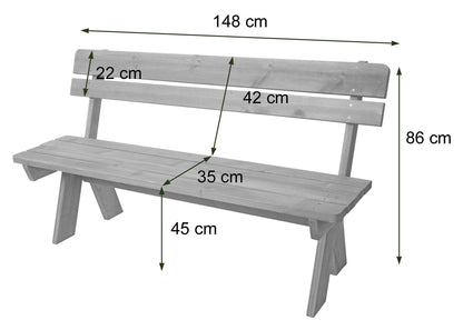 Tuinbank MCW-L66, houten parkbank, gastronomische kwaliteit, massief hout 148cm ~ honingkleurig