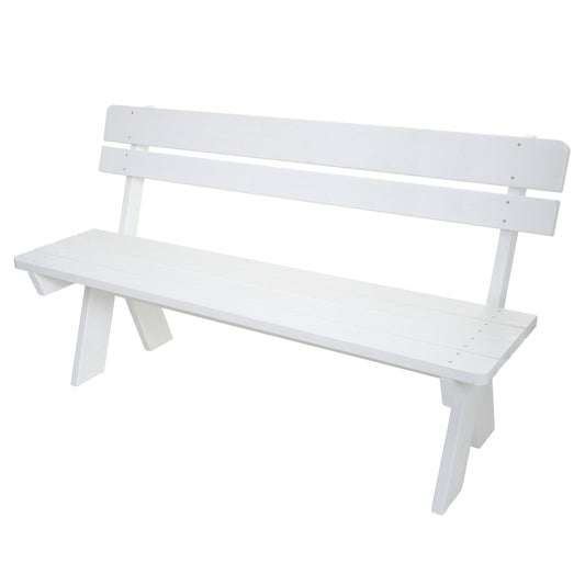 Tuinbank MCW-L66, houten parkbank, horecakwaliteit, massief hout 148cm ~ wit
