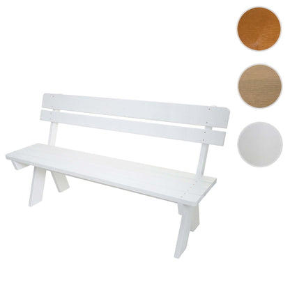 Tuinbank MCW-L66, houten parkbank, horecakwaliteit, massief hout 148cm ~ wit