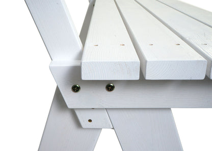 Tuinbank MCW-L66, houten parkbank, horecakwaliteit, massief hout 148cm ~ wit
