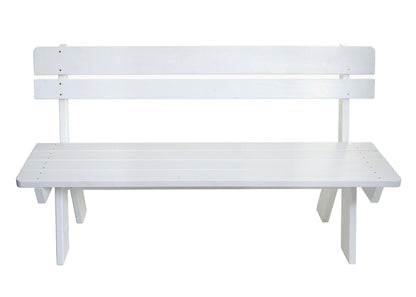 Tuinbank MCW-L66, houten parkbank, horecakwaliteit, massief hout 148cm ~ wit