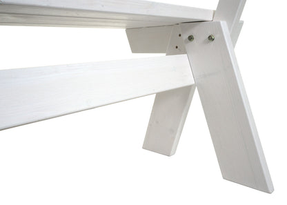 Tuinbank MCW-L66, houten parkbank, horecakwaliteit, massief hout 148cm ~ wit