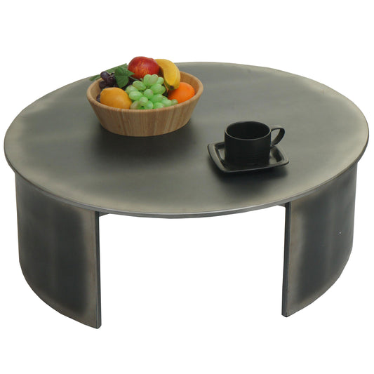Salontafel MCW-L74, bijzettafel woonkamertafel, MVG-gecertificeerd industrieel, rond Ø80cm, geborstelde metalen look
