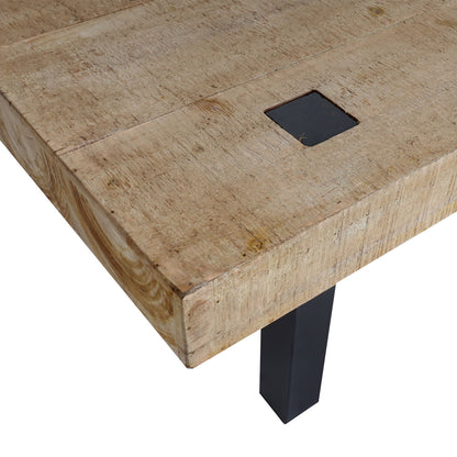 Bank MCW-L75, Eetkamerbank Bank Garderobekast, industrieel massief hout MVG-gecertificeerd 200cm, naturel