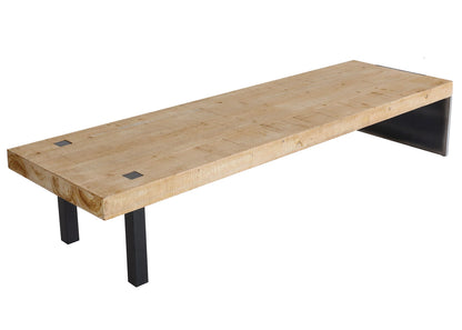 Bank MCW-L75, Eetkamerbank Bank Garderobekast, industrieel massief hout MVG-gecertificeerd 200cm, naturel