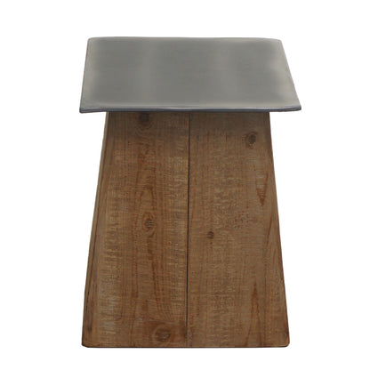 Bijzettafel MCW-L76b, bloementafel, industrieel massief hout MVG-gecertificeerd 45x36x36cm, naturel met metaal look