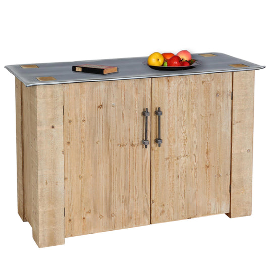 Dressoir MCW-L76, ladekast, industrieel massief hout MVG-gecertificeerd 80x120x48cm, naturel met metaal look