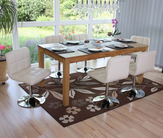 Set van 6 eetkamerstoelen Bureaustoel Stoel Kavala kunstleer chroom ~ crème