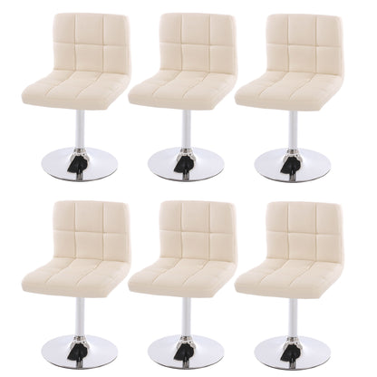Set van 6 eetkamerstoelen Bureaustoel Stoel Kavala kunstleer chroom ~ crème