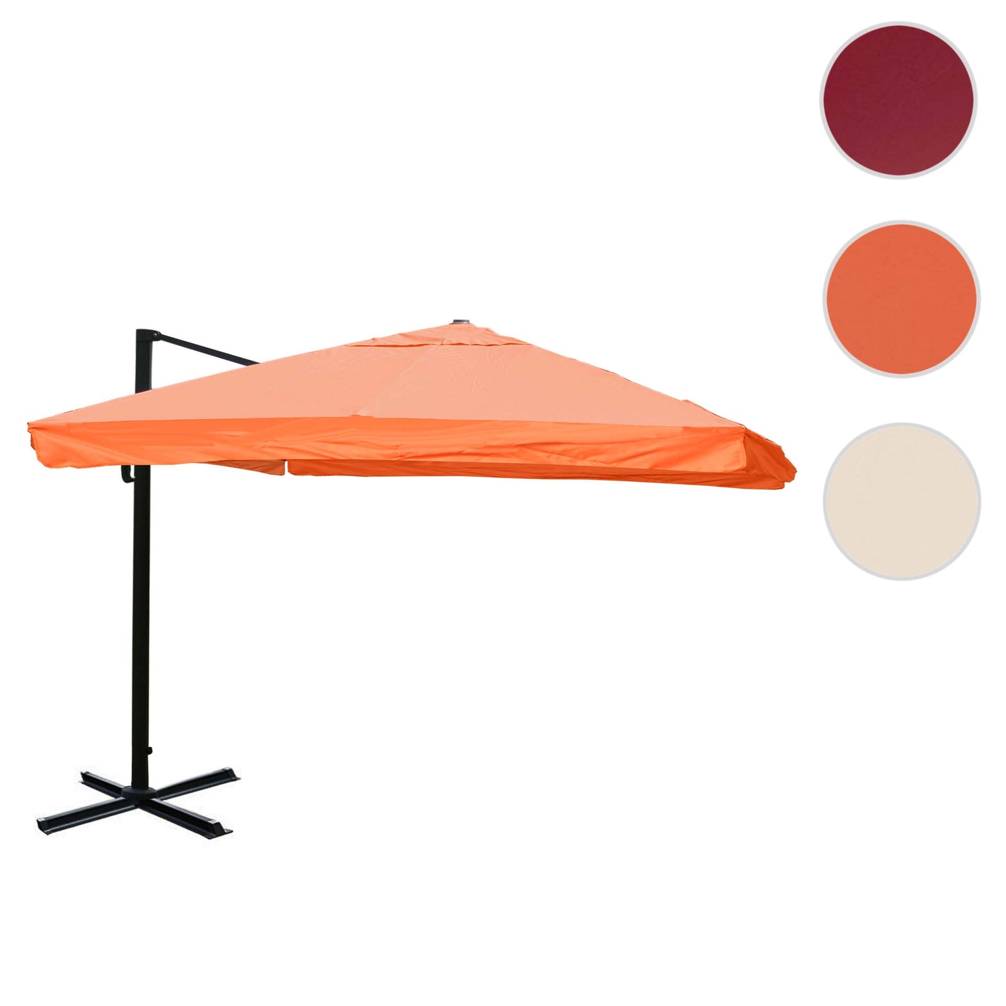 Zweefparasol MCW-A96, parasol, 3x4m (Ø5m) polyester/aluminium 26kg ~ klep, terracotta zonder voet, draaibaar