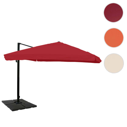 Zweefparasol MCW-A96, parasol, 3x4m (Ø5m) polyester/aluminium 26kg ~ klep, bordeaux met voet