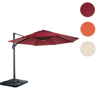Zweefparasol MCW-A96, parasol, rond Ø 3m polyester aluminium/staal 23kg ~ bordeaux met voet, draaibaar