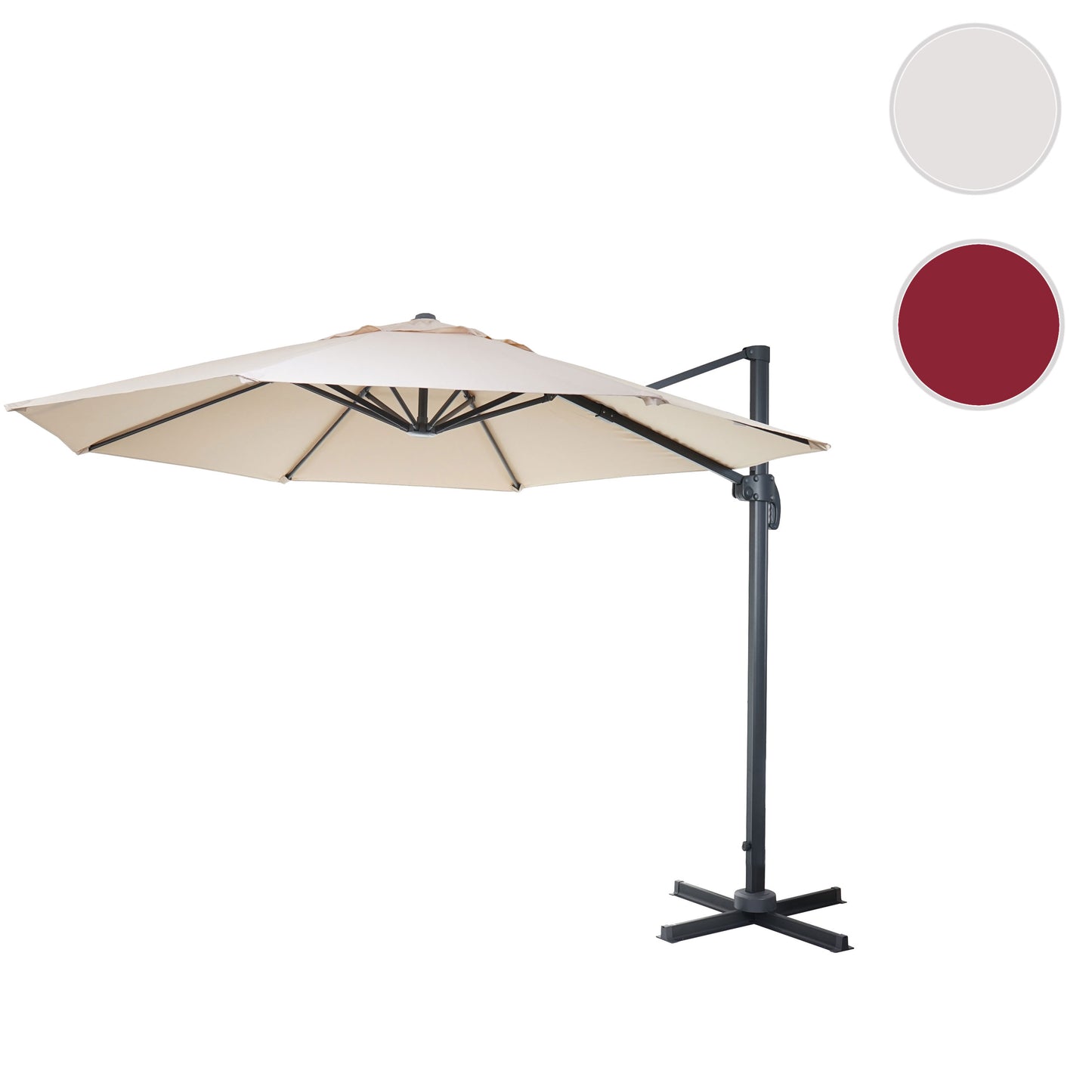 Zweefparasol MCW-A96, parasol, rond Ø 4m polyester aluminium/staal 27kg ~ crème zonder voet
