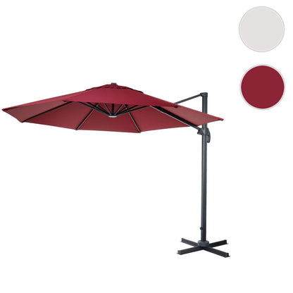 Zweefparasol MCW-A96, parasol, rond Ø 3,5m polyester aluminium/staal 26kg ~ bordeaux zonder voet