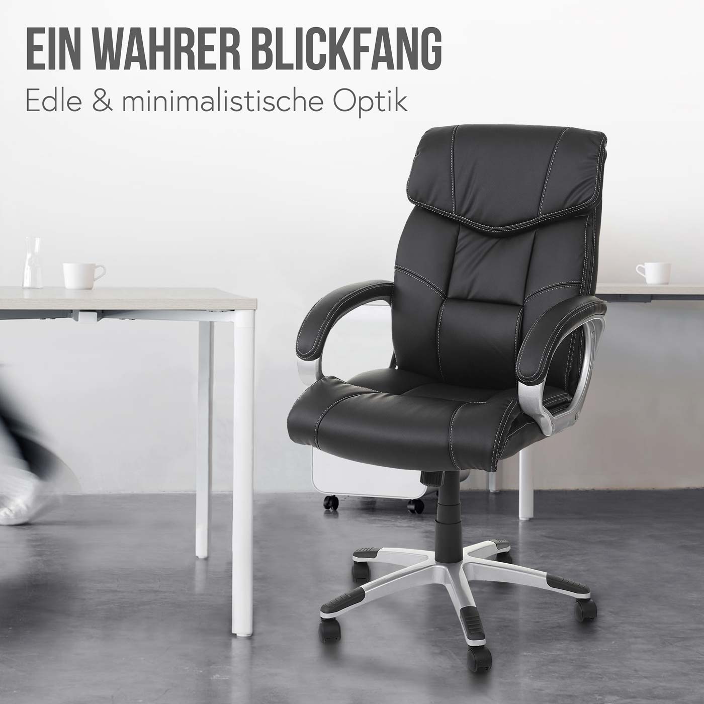 Bureaustoel MCW-A71, directiedraaistoel, kunstleer ~ zwart