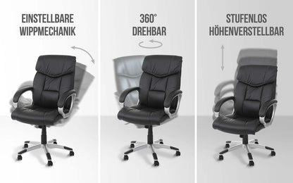 Bureaustoel MCW-A71, directiedraaistoel, kunstleer ~ zwart