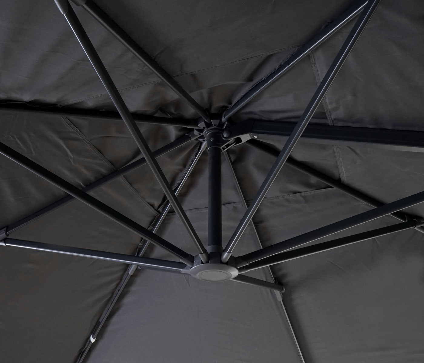 Zweefparasol MCW-A96, parasol, 3x4m (Ø5m) polyester/aluminium 26kg ~ antraciet met voet