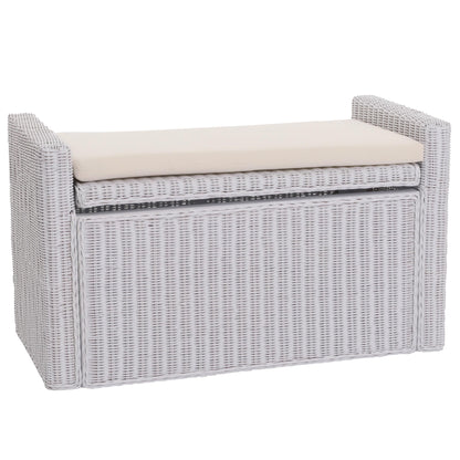 Bank M92 Garderobebank Bankkruk, met opbergruimte Kussen Kubu rotan 88cm ~ wit