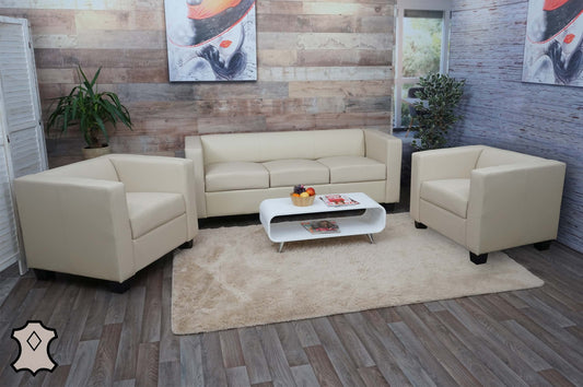 3-1-1 Bankstel Bankstel Loungebank Lille ~ Leer crème