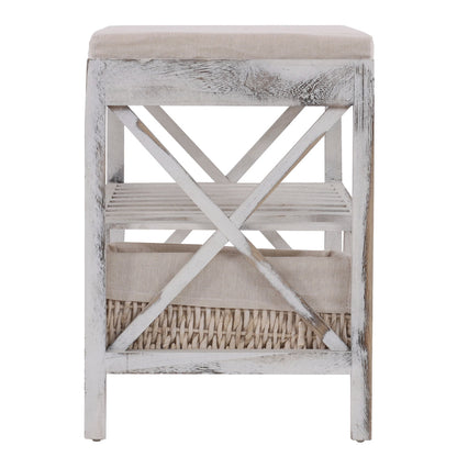 Schoenenrek MCW-C48, bank schoenenrek, shabby-look vintage 45x65x34cm ~ wit