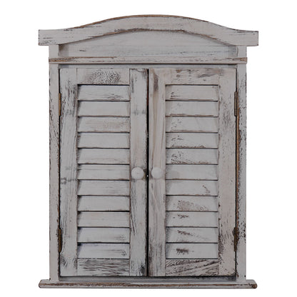 Wandspiegel raam met luiken 53x42x5cm ~ grijs shabby