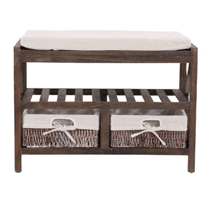 Schoenenrek MCW-C48, bank schoenenrek, shabby-look vintage 45x65x34cm ~ bruin