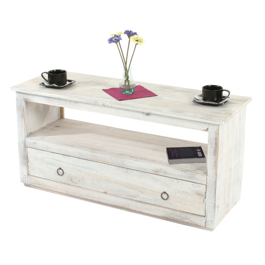 Salontafel Woonkamertafel Bijzettafel, shabby look, vintage ~ wit