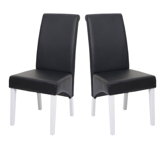 2x eetkamerstoel fauteuil Stoel M37 ~ leer, zwart, witte poten