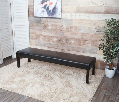 Bank Gestoffeerde bank Bank M37 kunstleer ~ 180x43x49 cm glanzend zwart, donkere poten