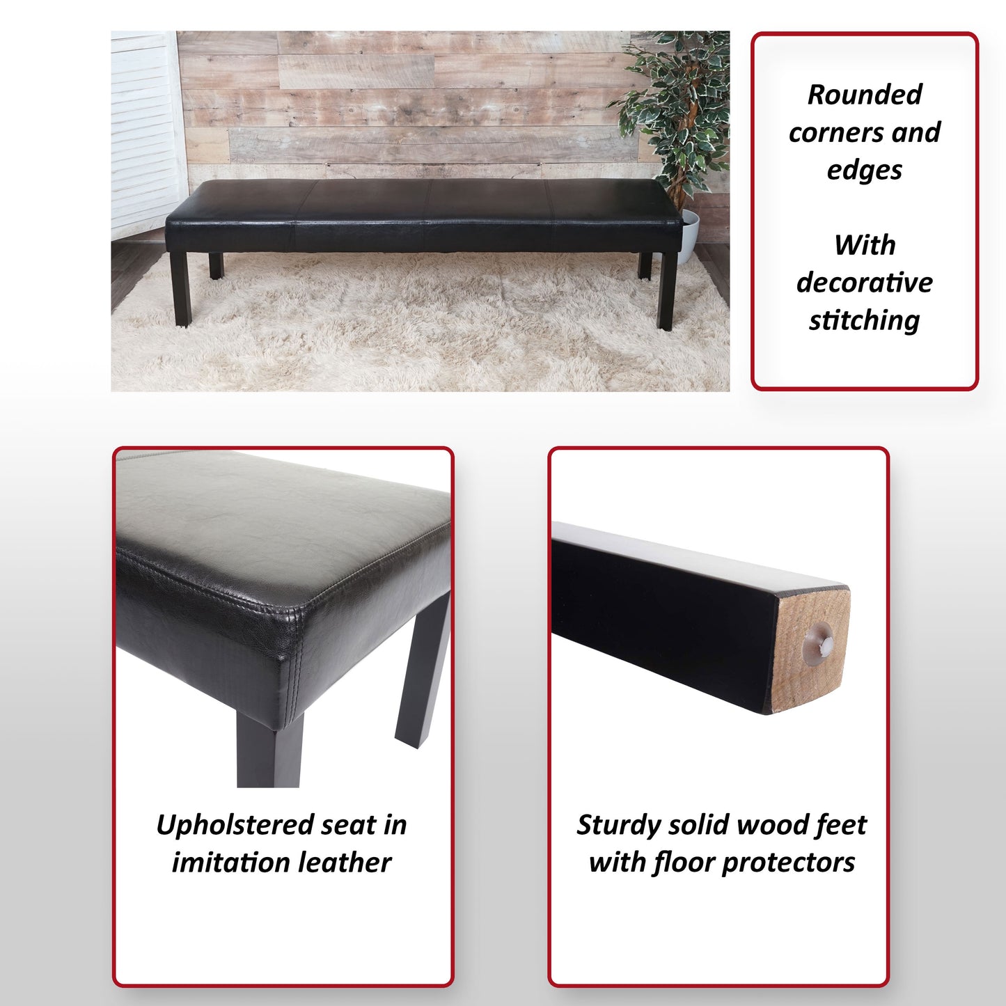 Bank Gestoffeerde bank Bank M37 kunstleer ~ 120x43x49 cm bruin, donkere poten