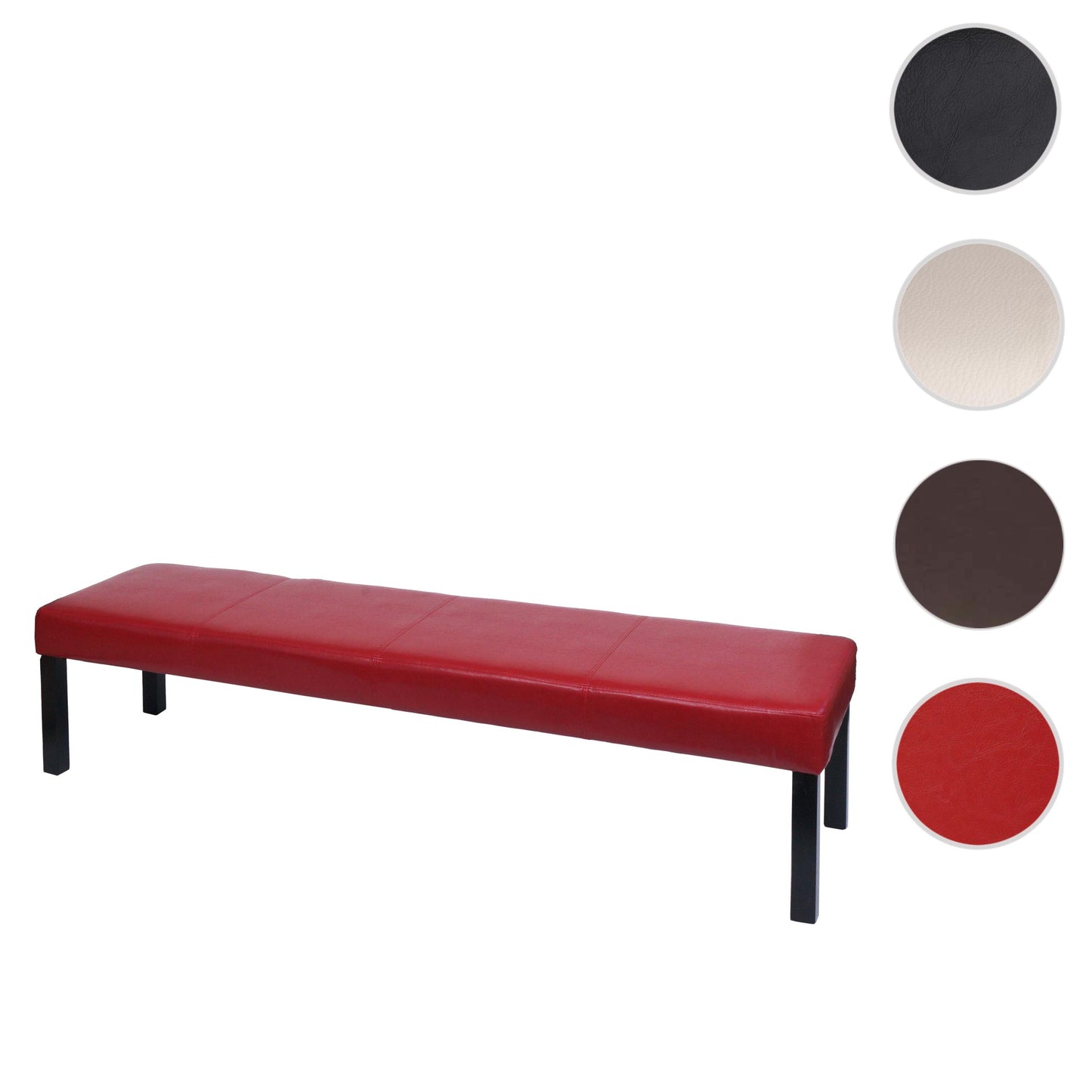 Bank Gestoffeerde bank Bank M37 kunstleer ~ 180x43x49 cm glanzend rood, donkere poten