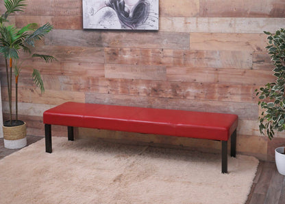 Bank Gestoffeerde bank Bank M37 kunstleer ~ 180x43x49 cm glanzend rood, donkere poten