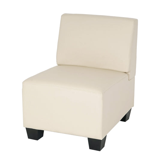 Modulaire fauteuil zonder armleuningen, middendeel Lyon, kunstleer ~ crème