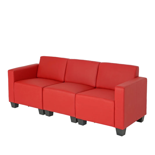 Modulaire 3-zits bank Lyon, kunstleer ~ rood