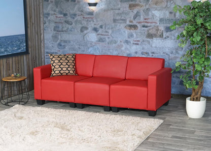 Modulaire 3-zits bank Lyon, kunstleer ~ rood