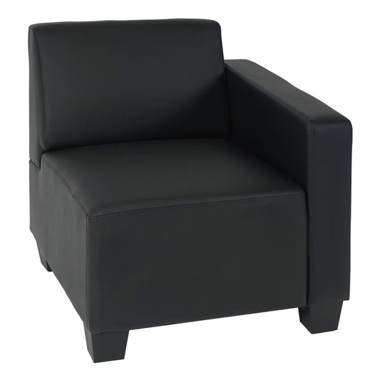 Modulair zijpaneel rechts, fauteuil met armleuning Lyon, kunstleer ~ zwart