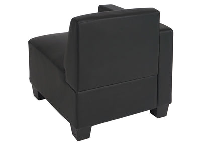 Modulair zijpaneel rechts, fauteuil met armleuning Lyon, kunstleer ~ zwart