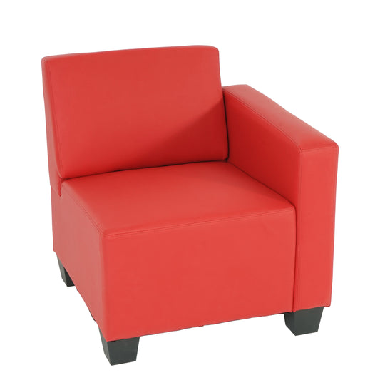 Modulair zijpaneel rechts, fauteuil met armleuning Lyon, kunstleer ~ rood