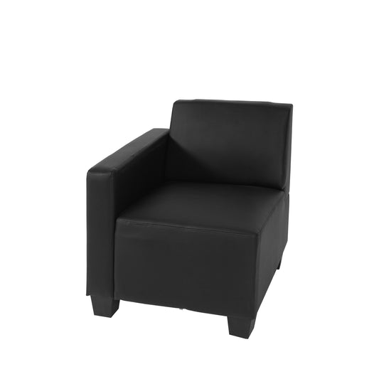 Modulair zijpaneel links, fauteuil met armleuning Lyon, kunstleer ~ zwart