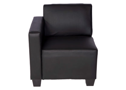 Modulair zijpaneel links, fauteuil met armleuning Lyon, kunstleer ~ zwart