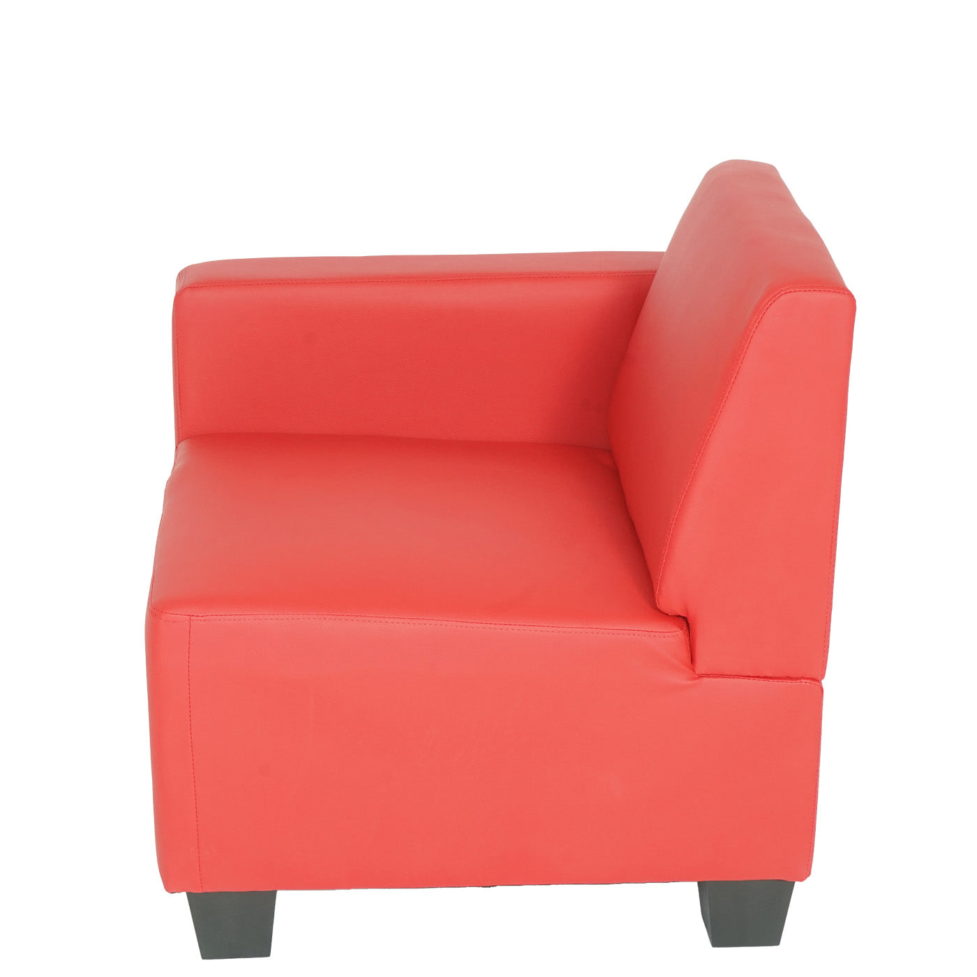 Modulair zijpaneel links, fauteuil met armleuning Lyon, kunstleer ~ rood