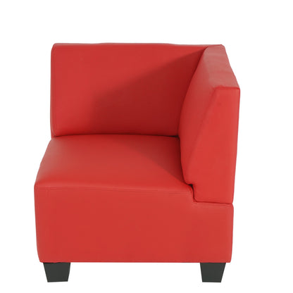 Modulaire 3-zitsbank Lyon, kunstleer ~ rood, hoge armleuningen