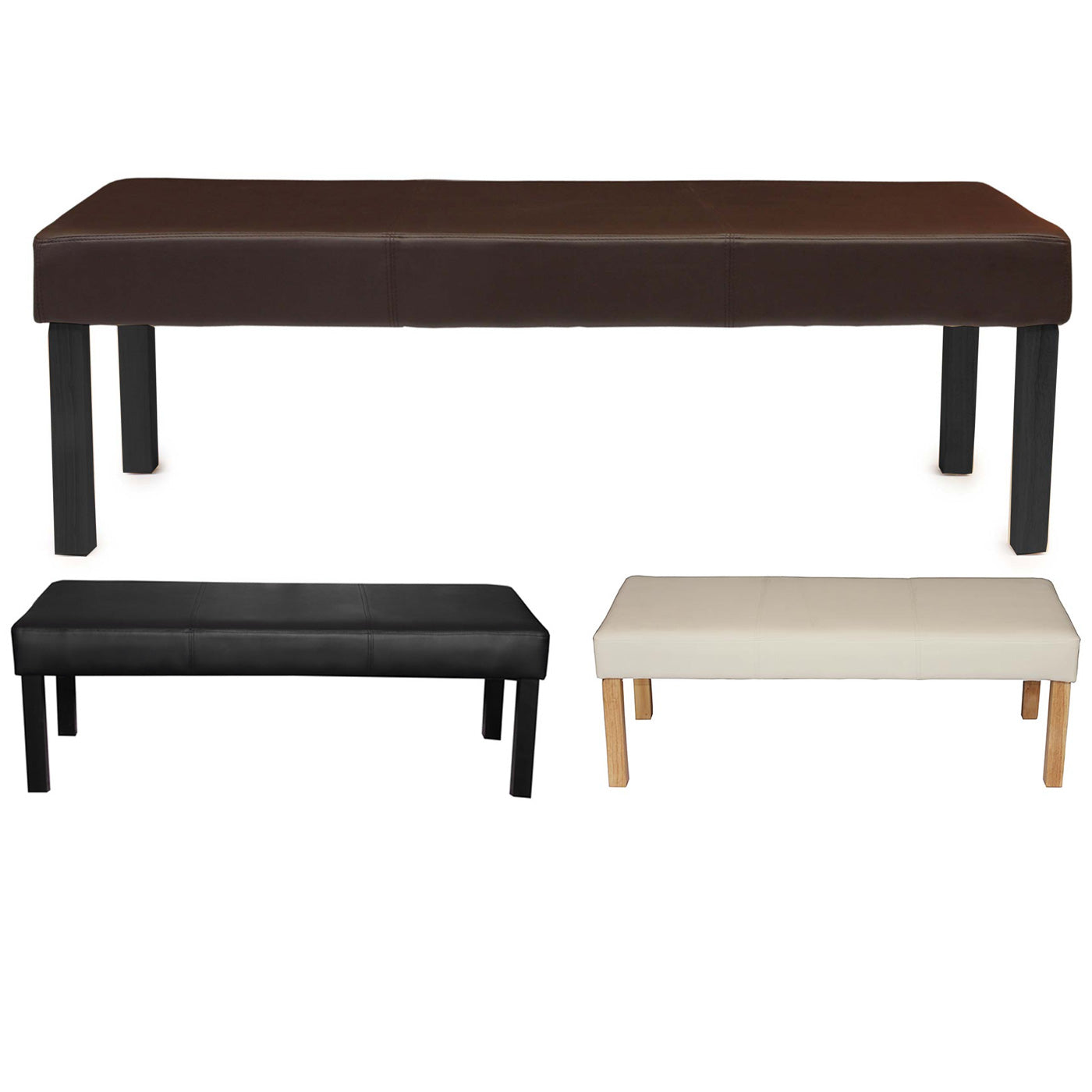 Bank Gestoffeerde bank Bank M37 kunstleer ~ 120x43x49 cm zwart, donkere poten
