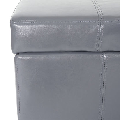 Opbergkist bank Kriens, leer + kunstleer, 112x45x45cm MVG-gecertificeerd ~ grijs